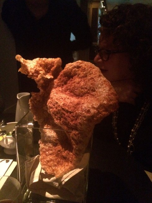 Pork Rind- served in a vase and as big as a head!